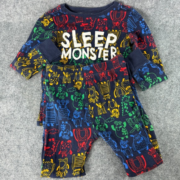 Old Navy Boys 2 piece Pajamas 5T Long Sleeve & Pant Dinosaurs Monsters Lot of 3 - Picture 2 of 15
